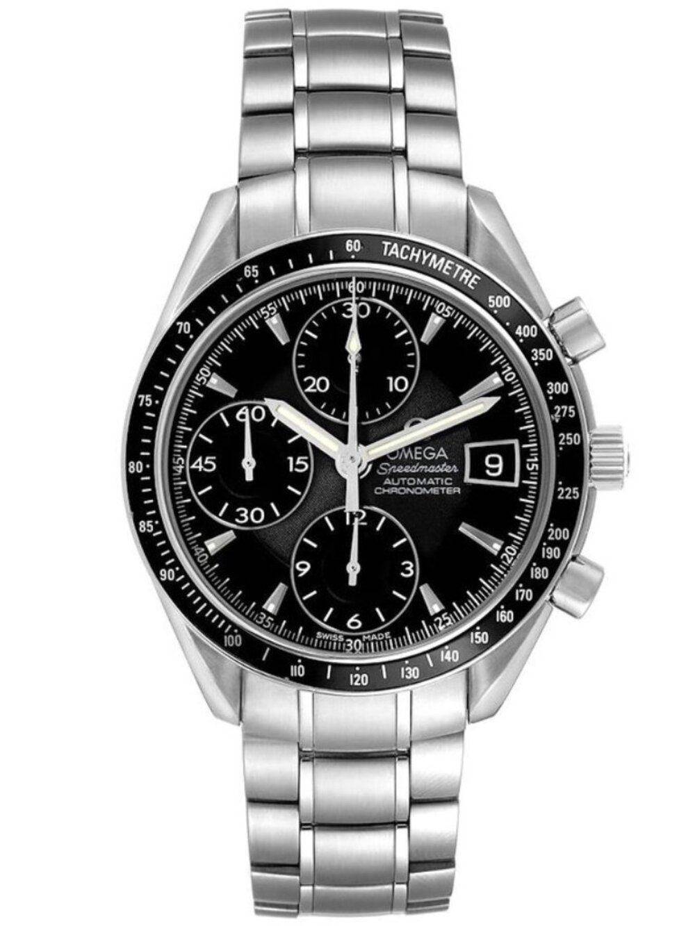 Omega Speed Master Black Dial on Stainless Steel Bracelet Ref 3210.50.00